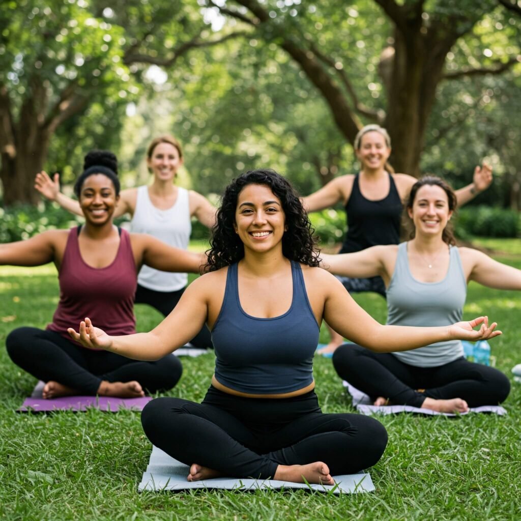 Diverse Women Yoga Park
