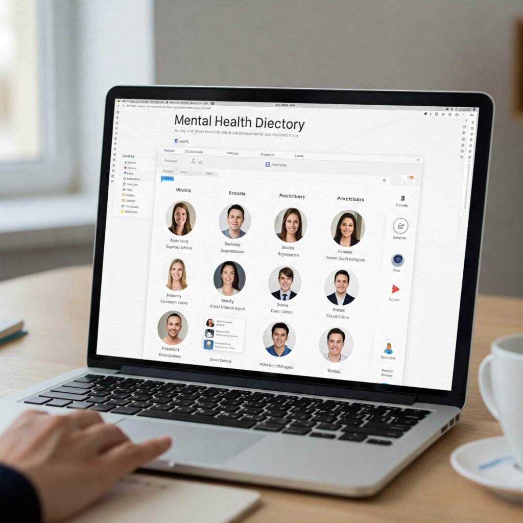 Mental Health Directory on Laptop