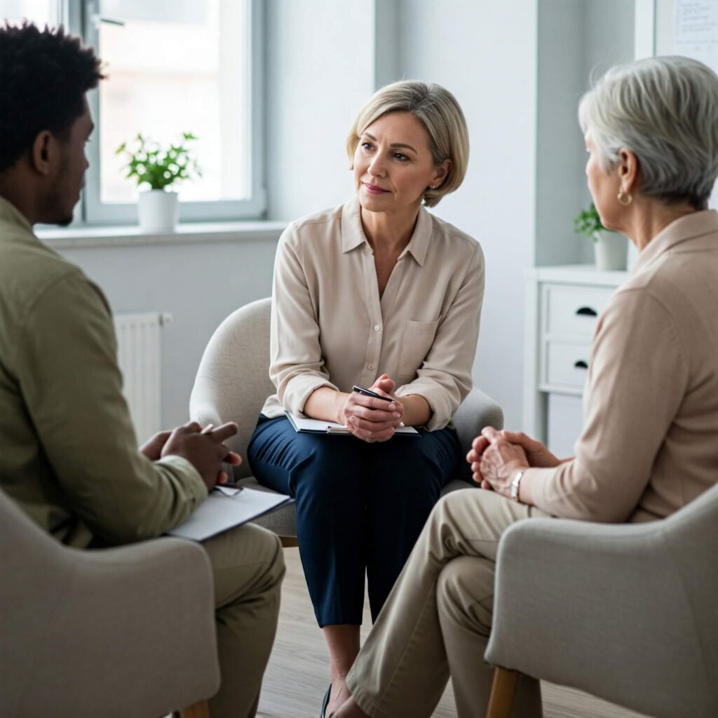 Support group members in a session