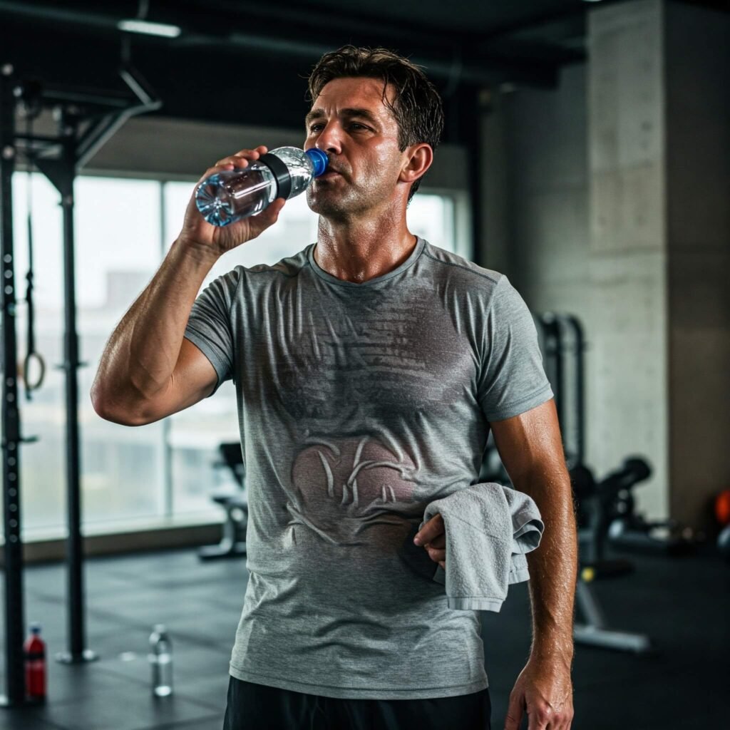 Man Drinking Water After Workout