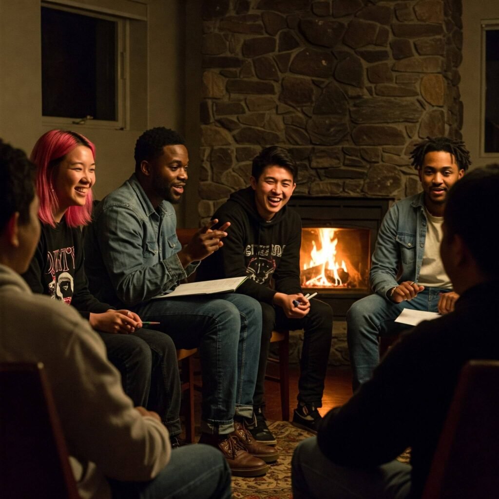 Diverse Group Sharing Stories