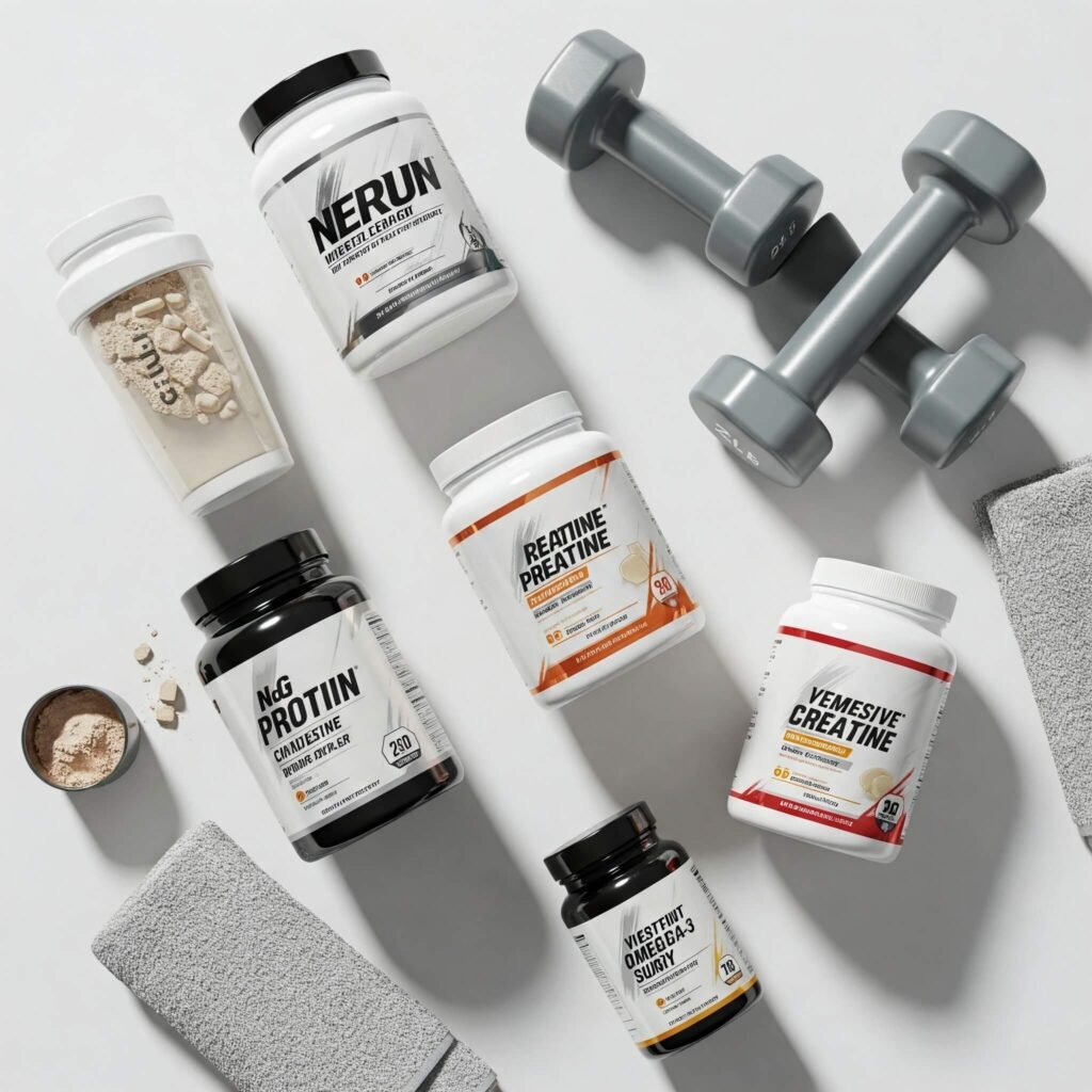Gym Supplements Flat Lay