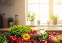 Sustainable Food Choices: 5 Easy Ways to Eat Green in 2025 Plant-based feast with fresh produce.