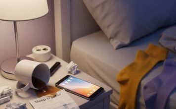 Why You Need a Sleep Specialist Near You for Better Health in 2025 A messy nightstand with a spilled coffee mug, glowing phone, crumpled sleep tracker, and mismatched socks.