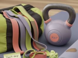 Fitness Accessories for Full Body Workout: 5 Must-Have Tools A tangled pile of resistance bands, a kettlebell, a yoga mat with a coffee stain, and a sticky note saying "Don't skip leg day!"