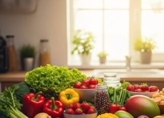 Sustainable Food Choices: 5 Easy Ways to Eat Green in 2025 Plant-based feast with fresh produce.
