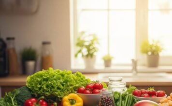 Sustainable Food Choices: 5 Easy Ways to Eat Green in 2025 Plant-based feast with fresh produce.