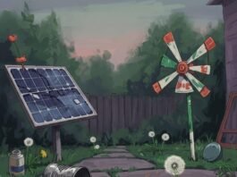 Sustainable Energy: 5 Ways to Power Your Life Eco-Friendly Messy backyard painting at dusk.