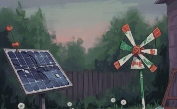 Sustainable Energy: 5 Ways to Power Your Life Eco-Friendly Messy backyard painting at dusk.