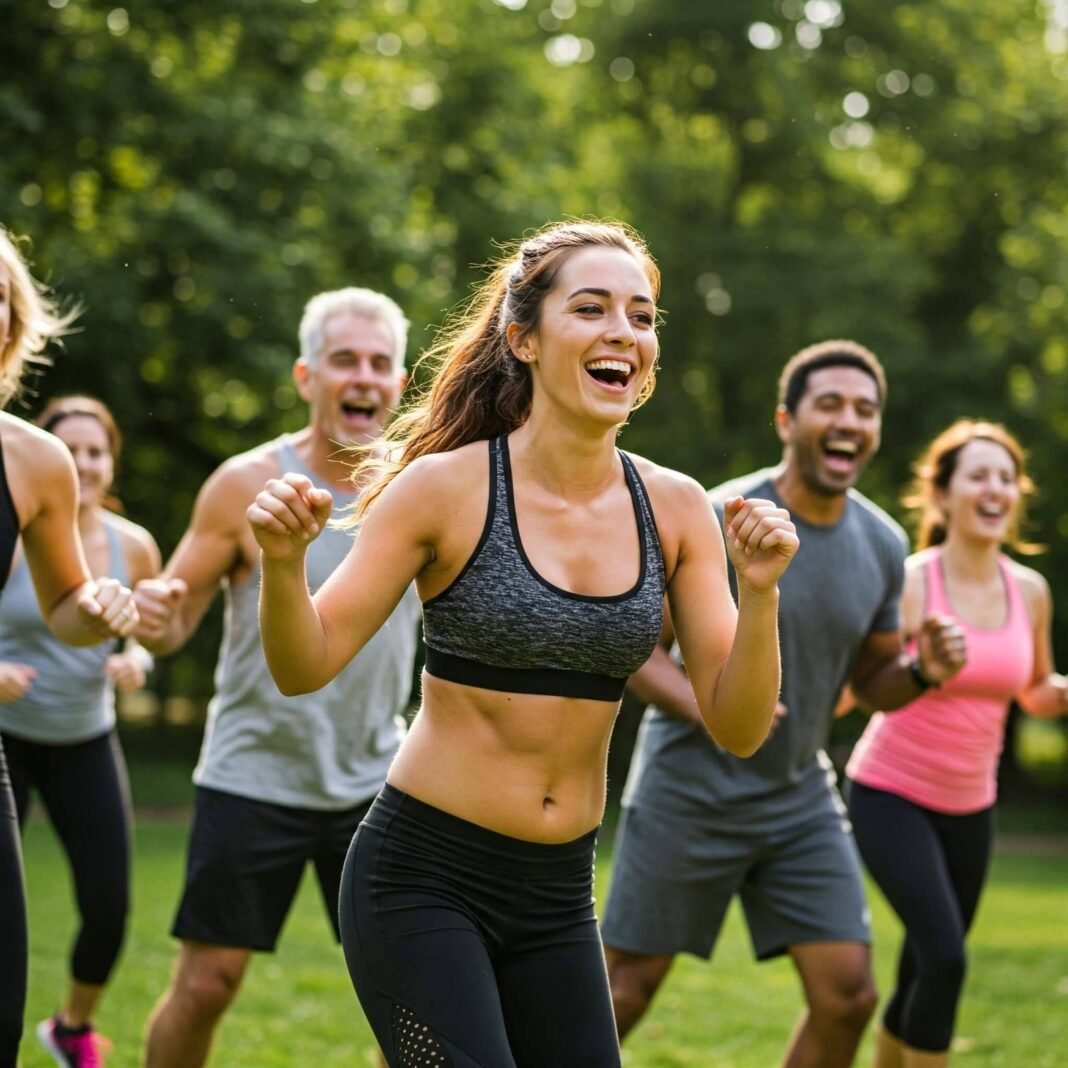 Diverse group outdoor fitness
