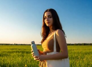 How to Live a Sustainable Lifestyle: Tips for Reducing Your Carbon Footprint Reusable bottle and tote bag in field